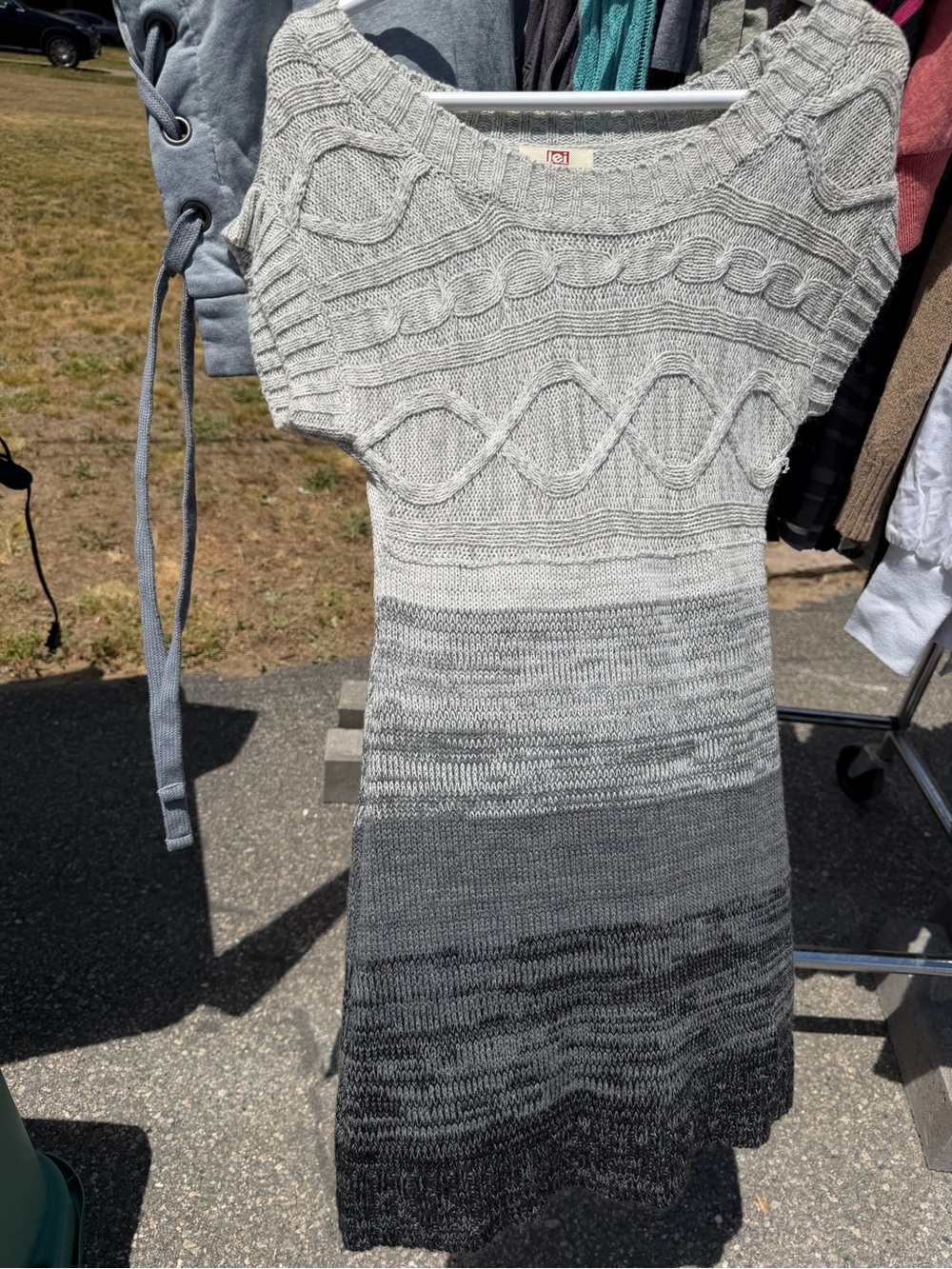 Knit Ombre Short-Sleeve Sweater Dress /shirt - Gray